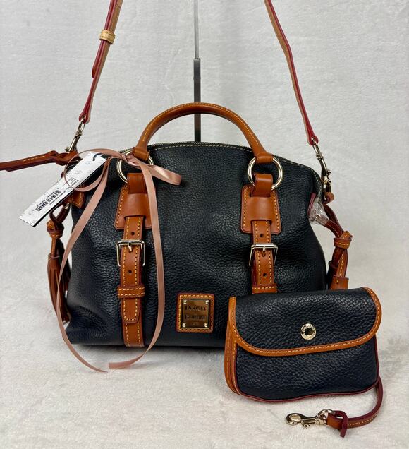 Dooney & Bourke Handbags - Dooney & Bourke NWT Bristol Satchel, Black Pebble Leather with Matching Pouch